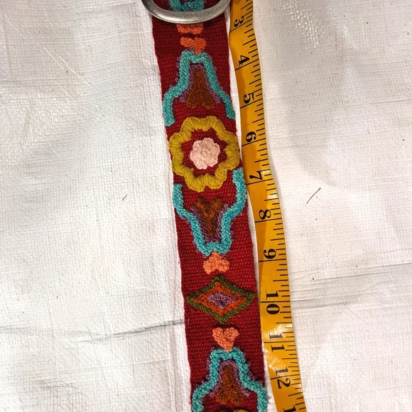Jenny Krauss Red Wool Floral Embroidered Belt